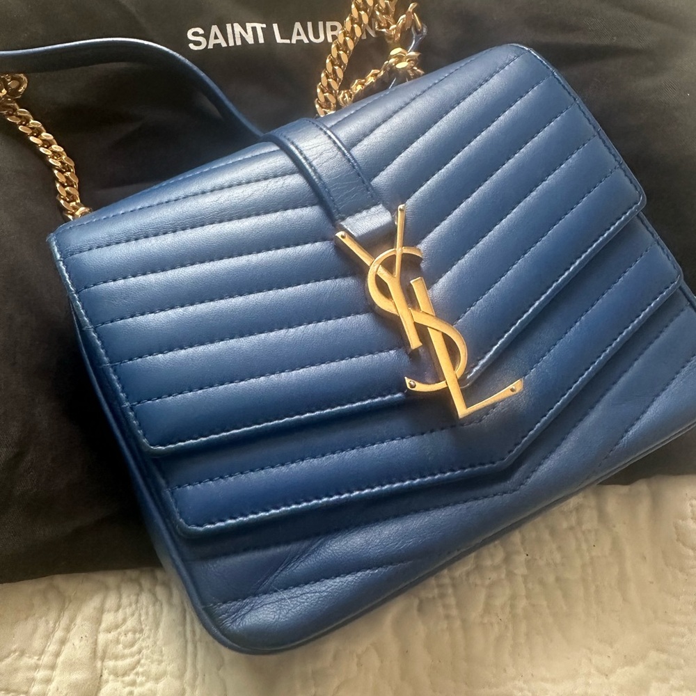 YSL Blue Quilted Crossbody Bag